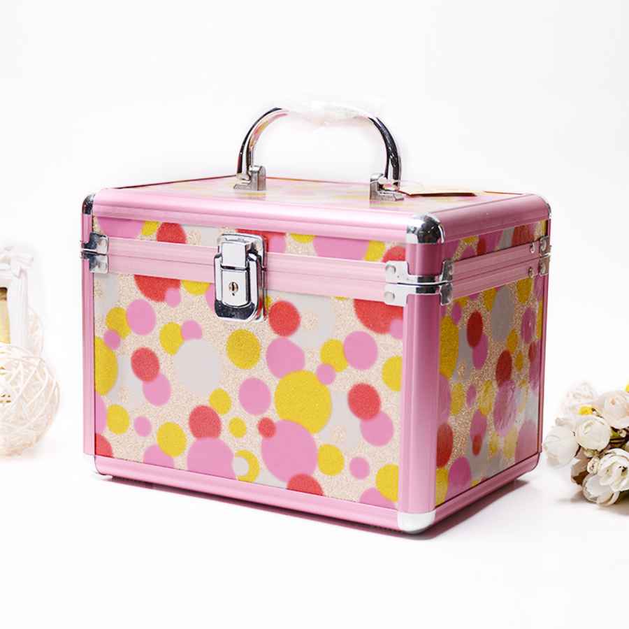 SUK#0423 Medium Aluminum Train case Cosmetic in pink