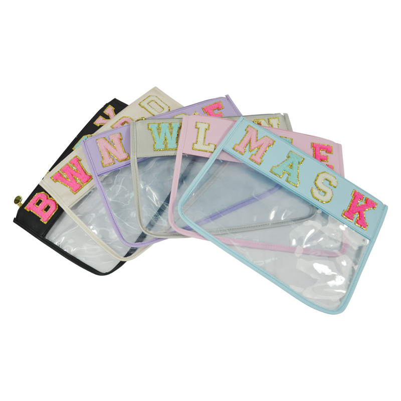 BG8041 Chenille Letter Clear Zipper Pouch